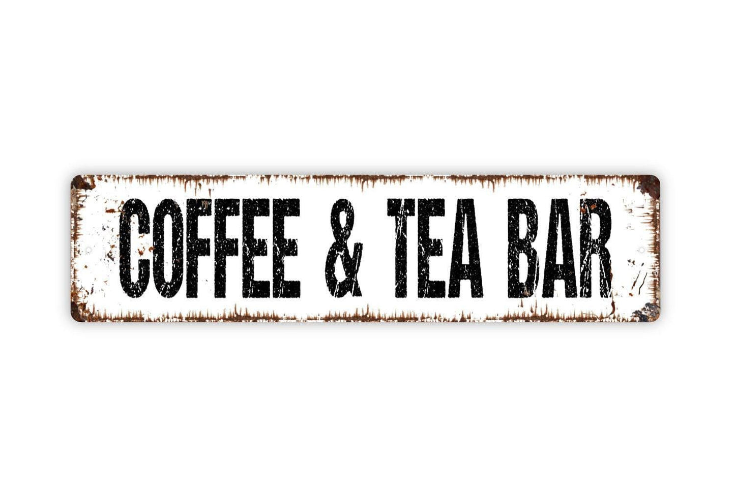Coffee and Tea Bar Sign - Vinyl Sticker Or Metal Street Sign or Door Name Plate Plaque