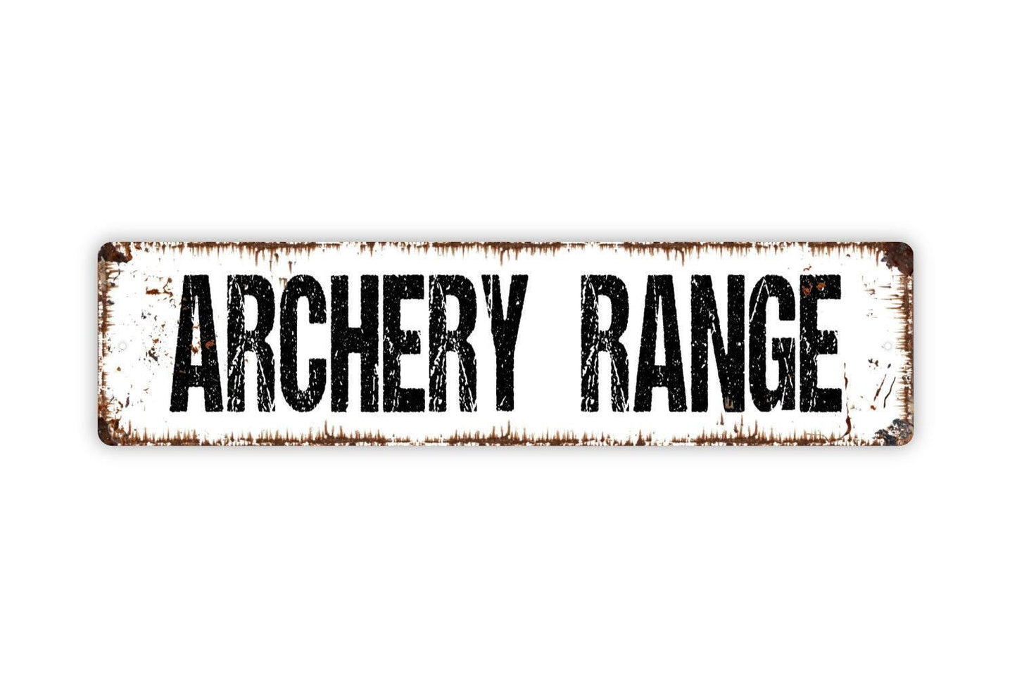 Archery Range Sign | Rustic Sports Wall Sign for Backyard, Lodge, Camp, or Club | Metal Sign or Vinyl Sticker Outdoor Hunting and Target