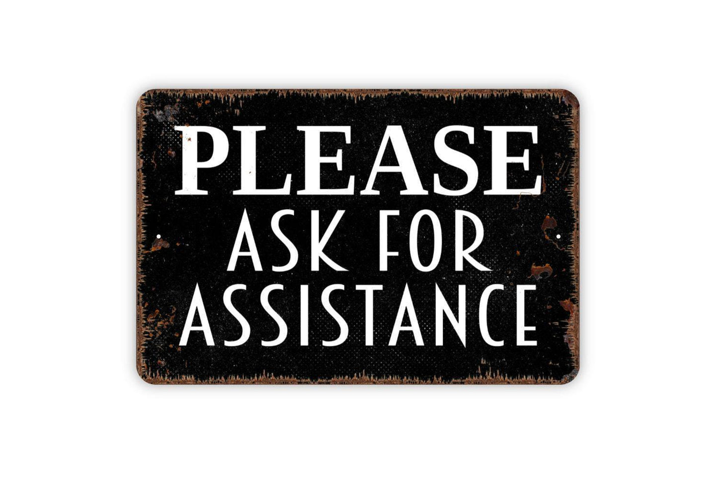 Please Ask For Assistance Sign – Customer Service Wall Decor – Retail Office Business Desk Lobby Notice Sign – Help Metal Sign or Sticker