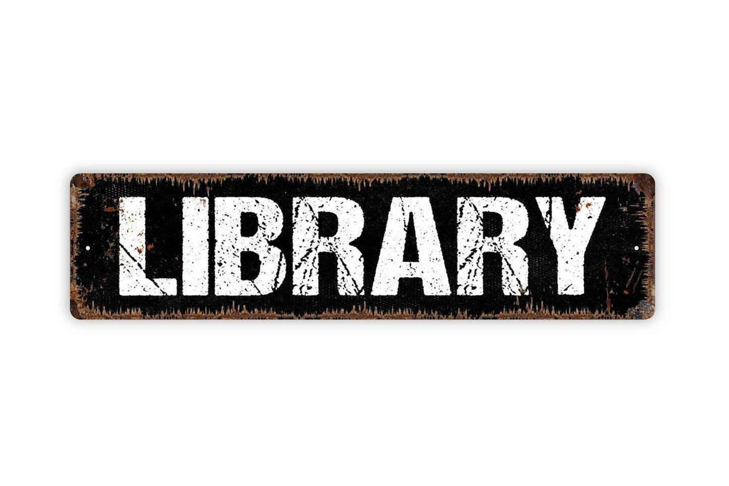 Library Sign | Rustic Reading Wall Decor | Farmhouse Study or Office Sign | Custom Metal Sign or Vinyl Sticker | Book Lover Wall Art