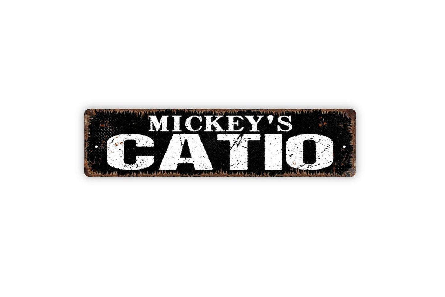 Personalized Catio Sign - Cat Kitten Feline Custom Metal Sign Vinyl Sticker Or Street Metal Sign or Door Name Plate Plaque