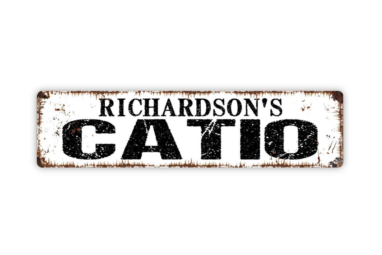 Personalized Catio Sign - Cat Kitten Feline Custom Metal Sign Vinyl Sticker Or Street Metal Sign or Door Name Plate Plaque