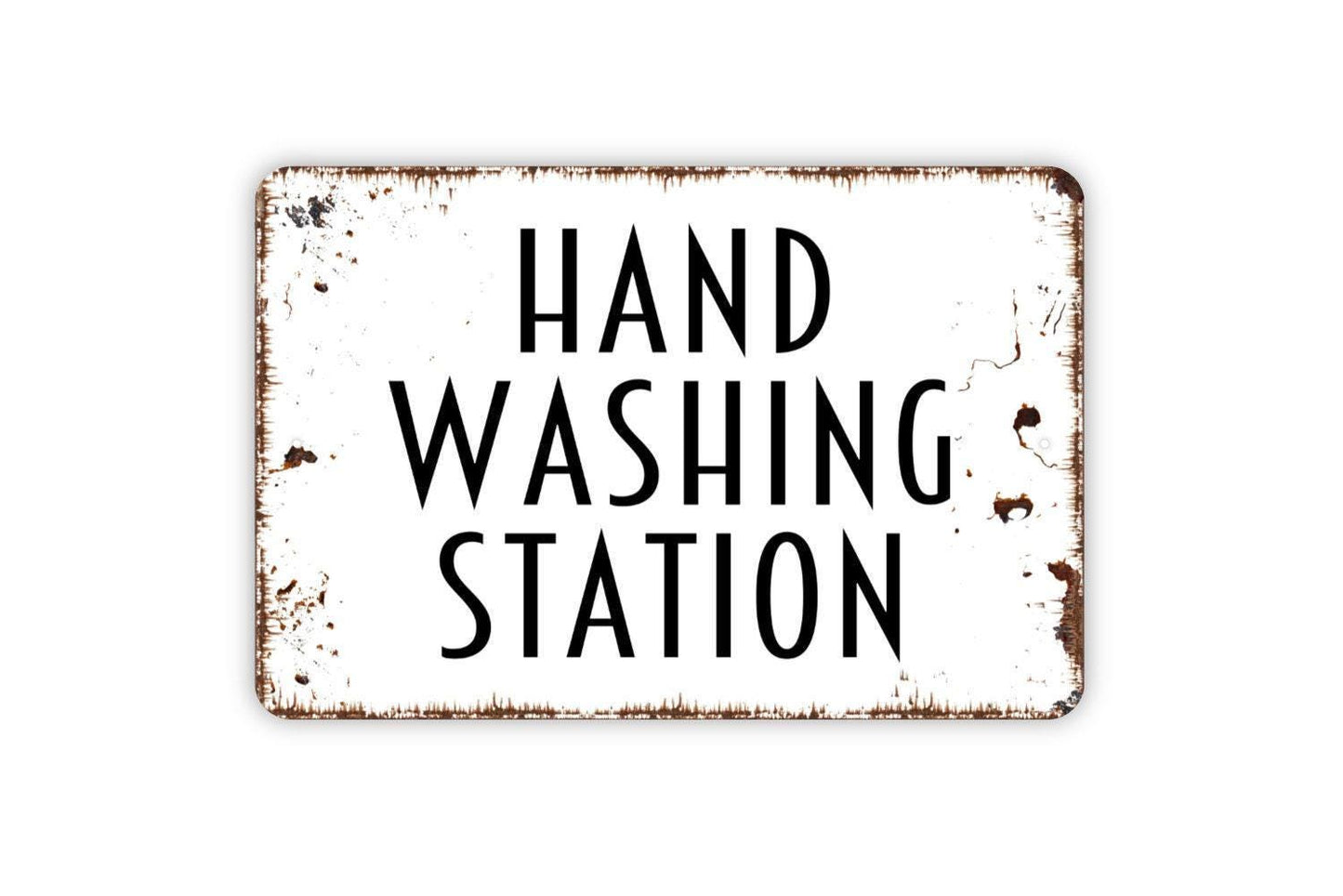 Hand Washing Station Sign - Employee Children Restroom School Work Office Restaurant Bathroom Metal Wall Art - Indoor or Outdoor