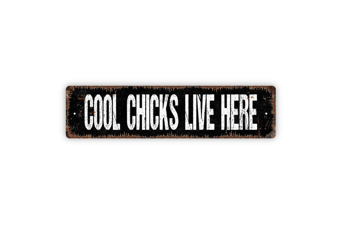 Cool Chicks Live Here Sign - Hen House Chicken Coop Girls Room Dorm Vinyl Sticker Or Street Metal Sign or Door Name Plate Plaque