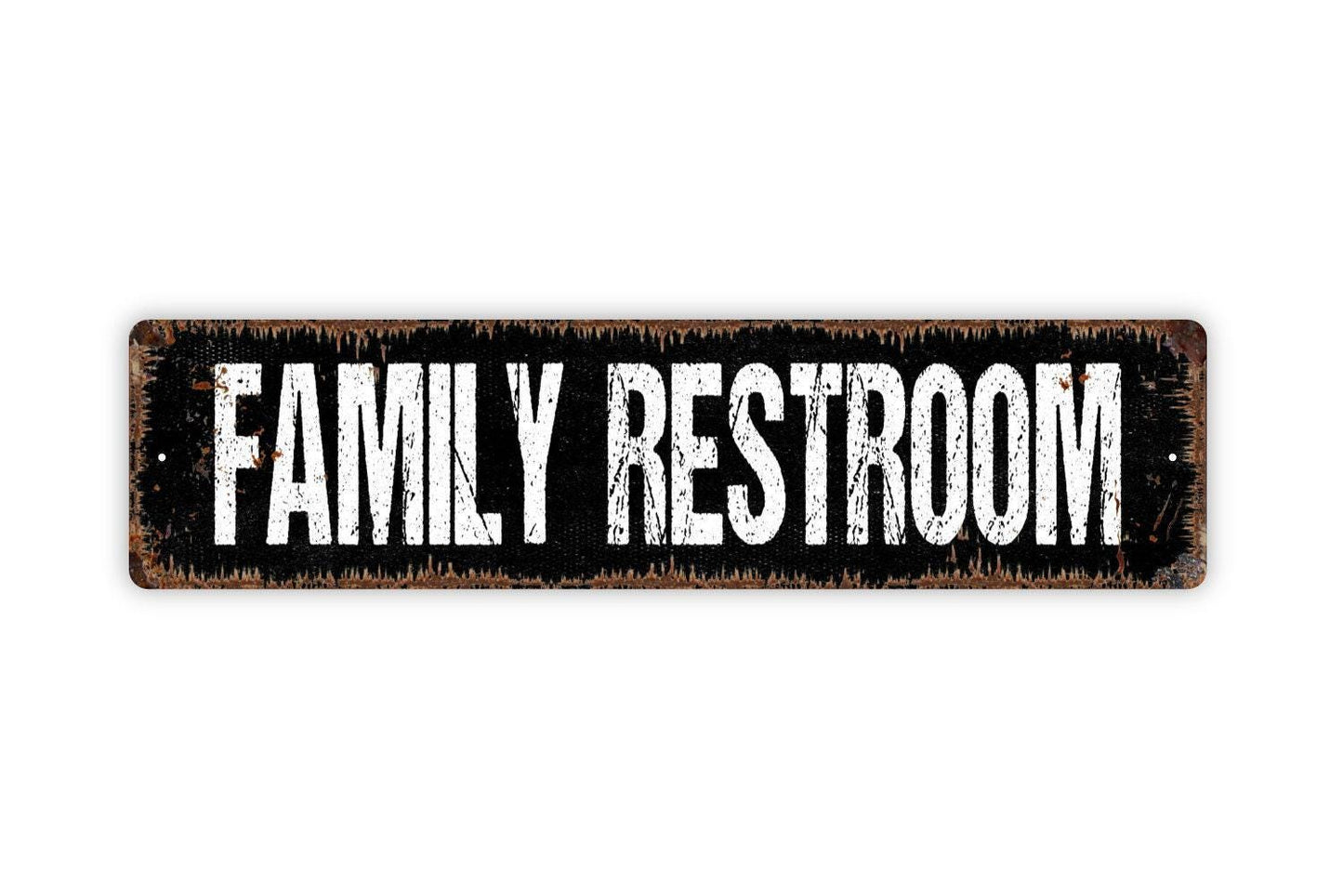 Family Restroom Sign | Rustic Bathroom Wall Sign for Business, Restaurant, or Office | Metal Sign or Vinyl Sticker Restroom Décor