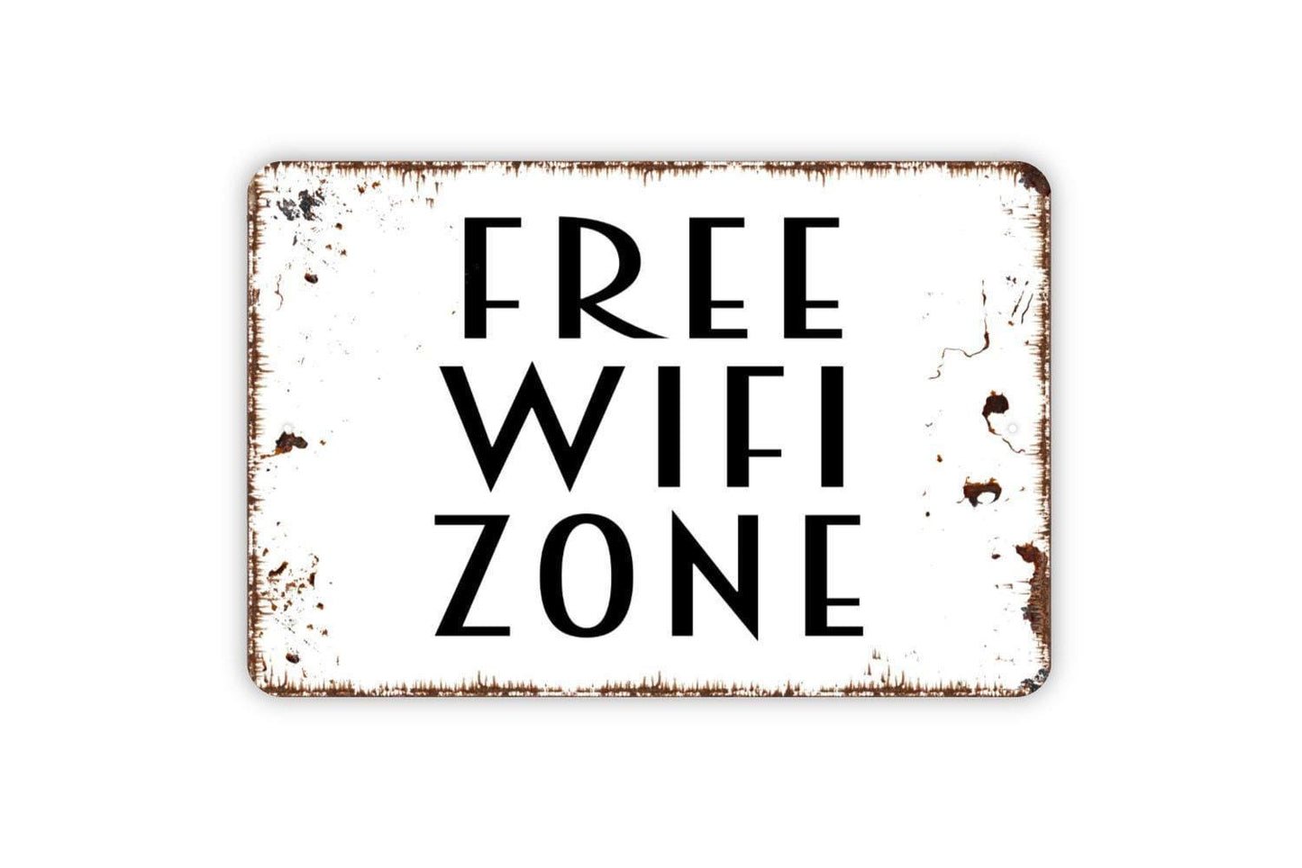 Free Wifi Zone Sign | Internet Access Cafe Coffee Shop Decor | Metal Sign or Vinyl Sticker for Business Home Office Restaurant
