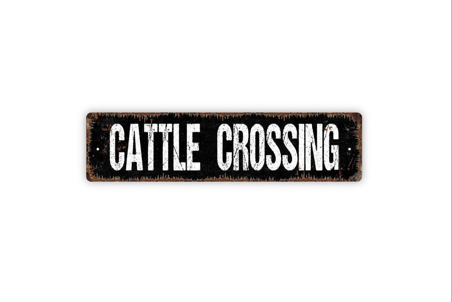 Cattle Crossing Sign Metal or Vinyl Sticker | Rustic Farmhouse Wall Art | Ranch Barn Decor | Cowboy Western Sign | Country Farm Wall Decor