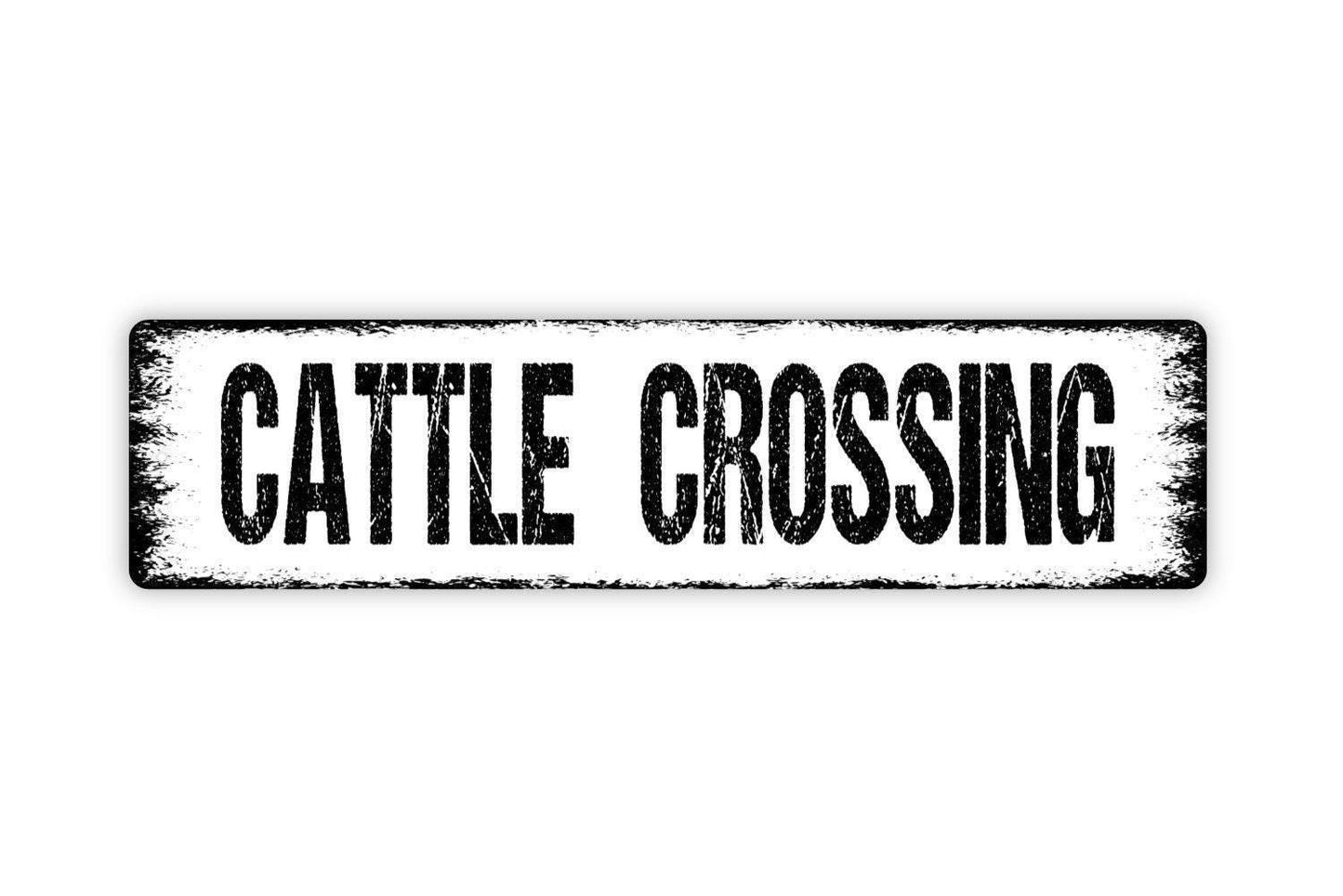 Cattle Crossing Sign Metal or Vinyl Sticker | Rustic Farmhouse Wall Art | Ranch Barn Decor | Cowboy Western Sign | Country Farm Wall Decor