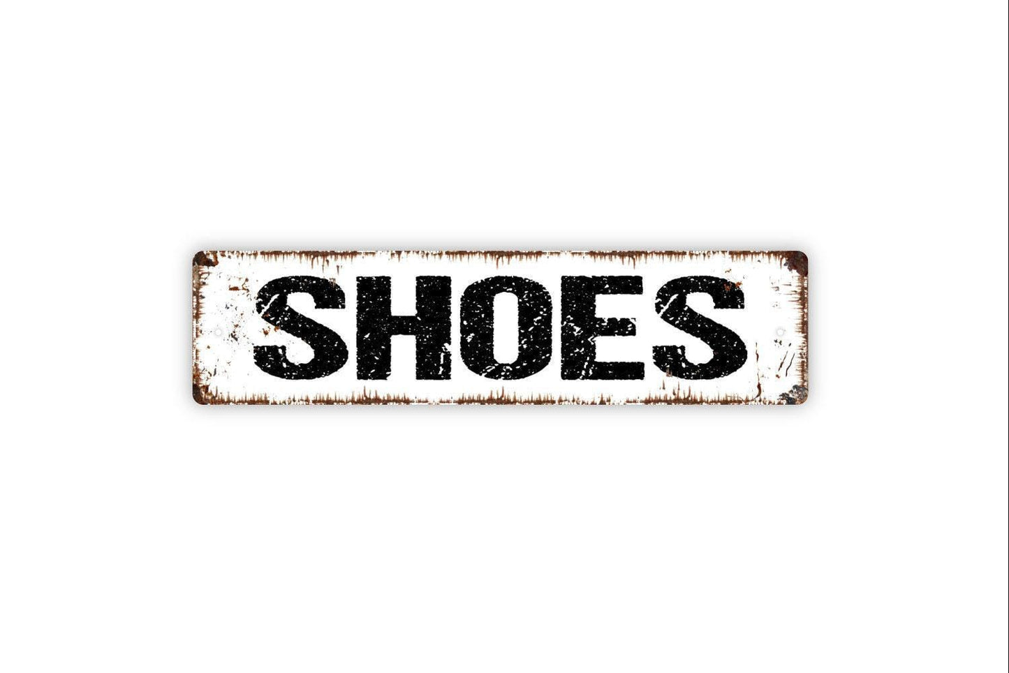 Shoes Sign | Please Remove Shoes Entryway Wall Decor | Metal Sign or Vinyl Sticker for Home Porch Mudroom Apartment