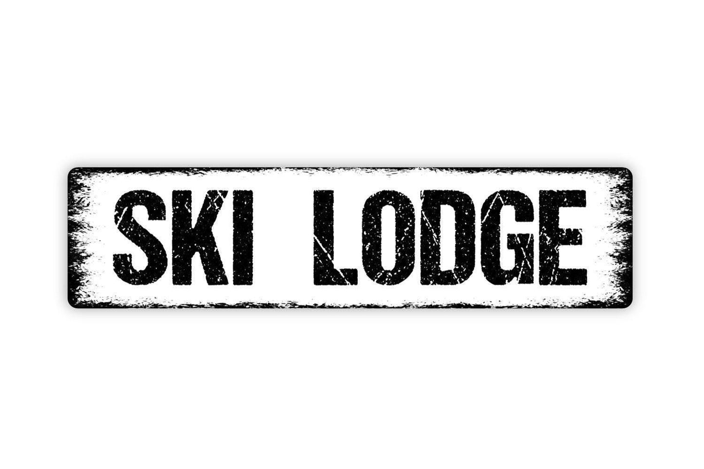Ski Lodge Sign - Welcome To Resort Skiing Mountains Vinyl Sticker Or Street Metal Sign or Door Name Plate Plaque