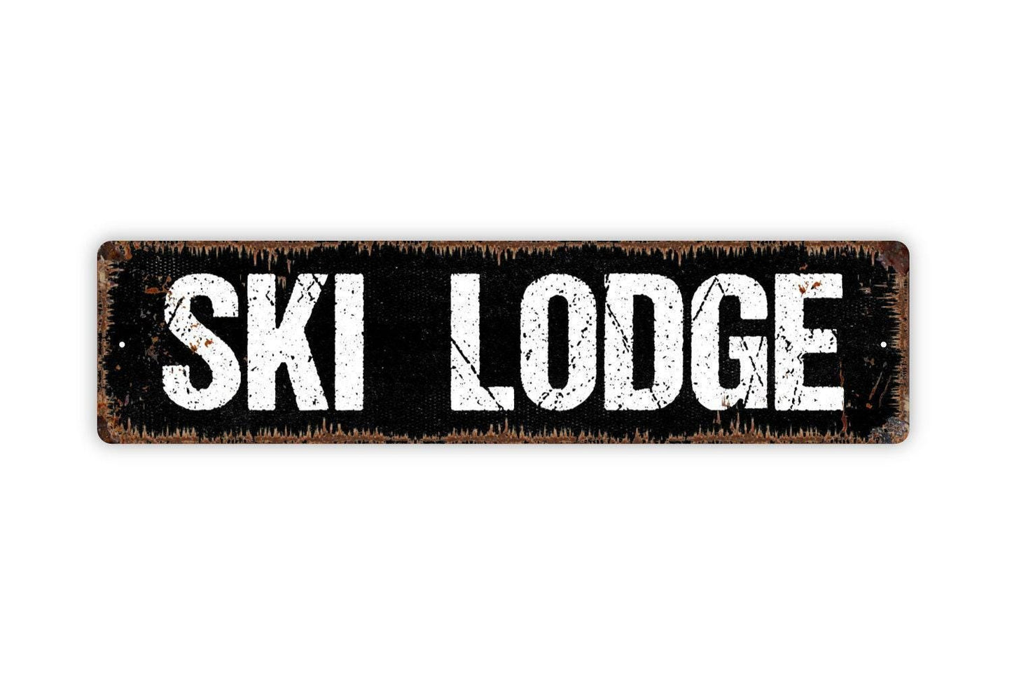Ski Lodge Sign - Welcome To Resort Skiing Mountains Vinyl Sticker Or Street Metal Sign or Door Name Plate Plaque