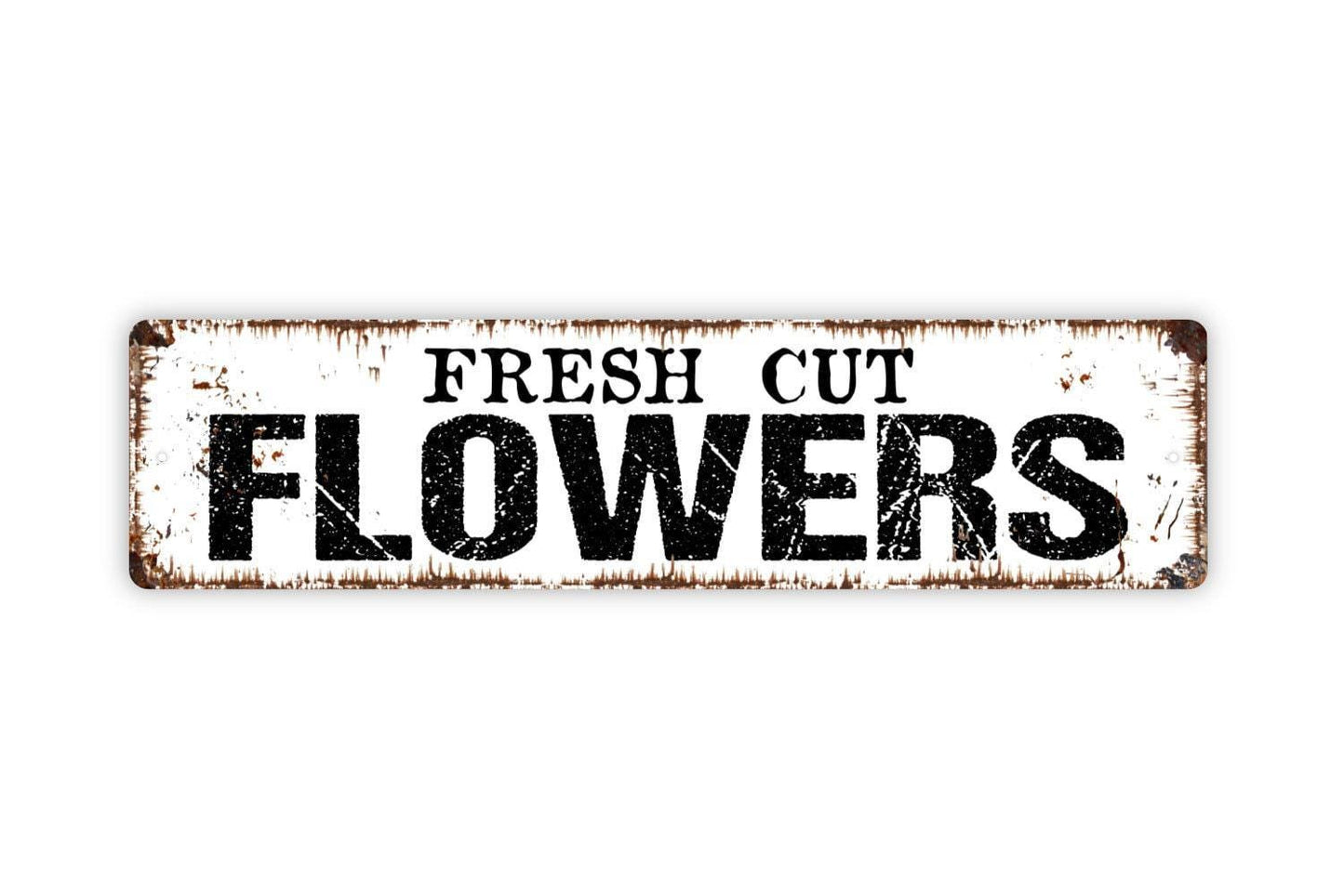 Fresh Cut Flowers Sign - Flower Garden Market Floral Florist Vinyl Sticker Or Street Metal Sign or Door Name Plate Plaque