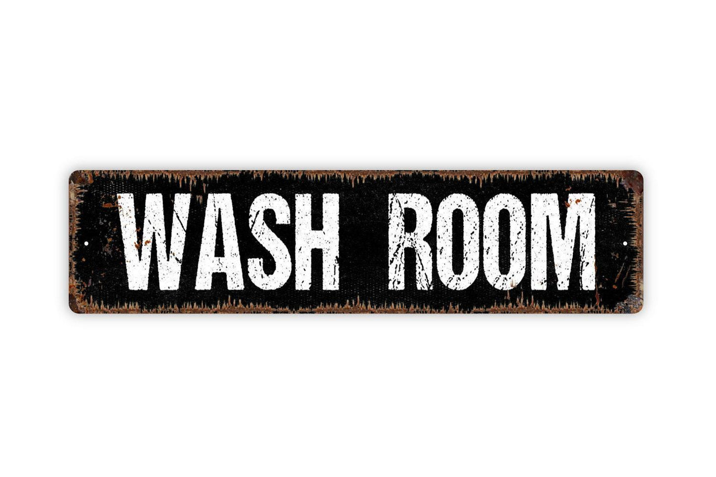 Wash Room Sign - Bathroom Restroom Water Closet El Bano Vinyl Sticker Or Street Metal Sign or Door Name Plate Plaque