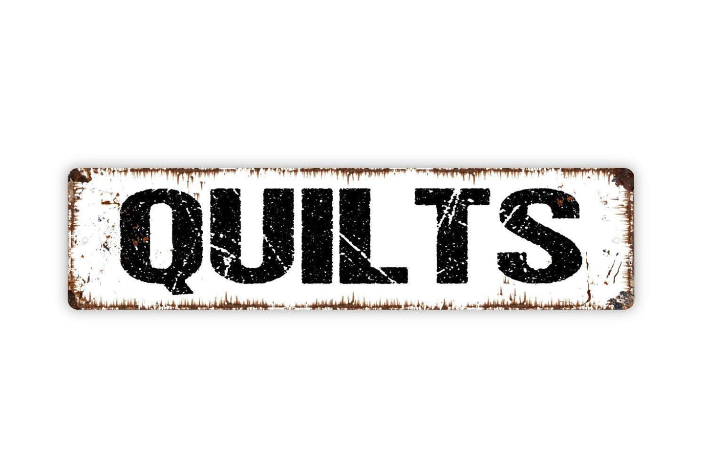 Quilts Sign | Rustic Farmhouse Sewing Room Decor | Metal Sign or Vinyl Sticker for Craft Room Quilt Shop Studio Home