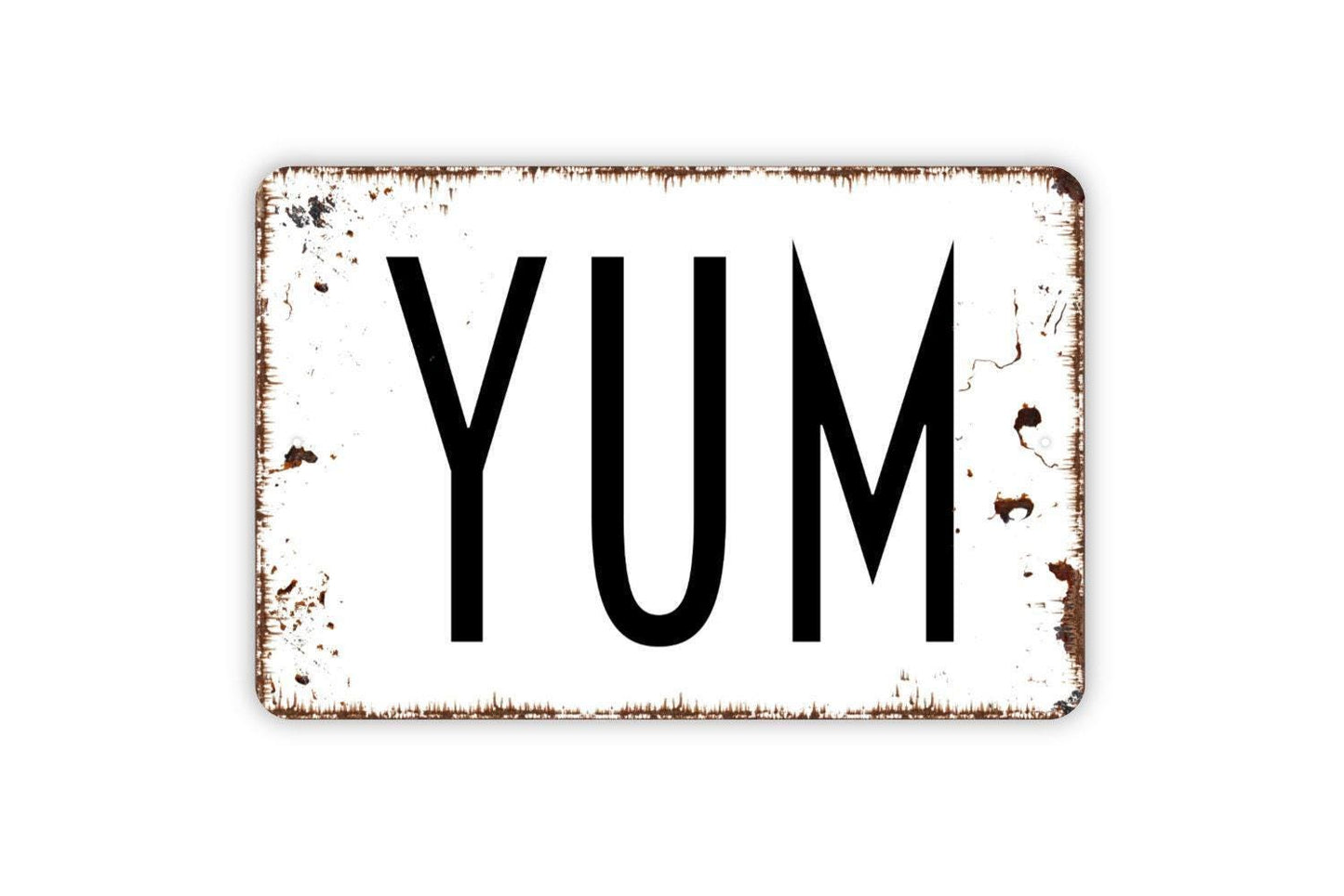 Yum Sign | Rustic Farmhouse Kitchen Wall Decor | Dining Room Quote Sign | Custom Metal Sign or Vinyl Sticker | Country Food Wall Art
