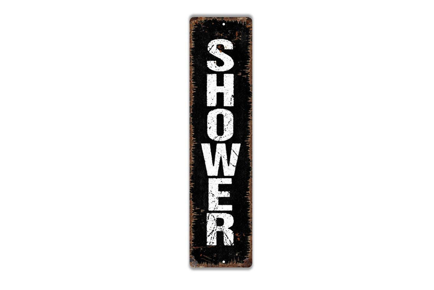 Vertical Shower Sign - Bathroom Bath House Restroom Outdoor Or Indoor Vinyl Sticker Or Street Metal Sign or Door Name Plate Plaque