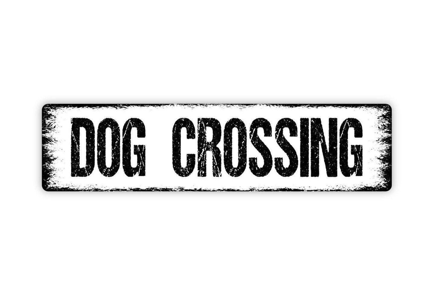 Dog Crossing Sign - Puppy Pup K9 Pet Lover Vinyl Sticker Or Street Metal Sign or Door Name Plate Plaque