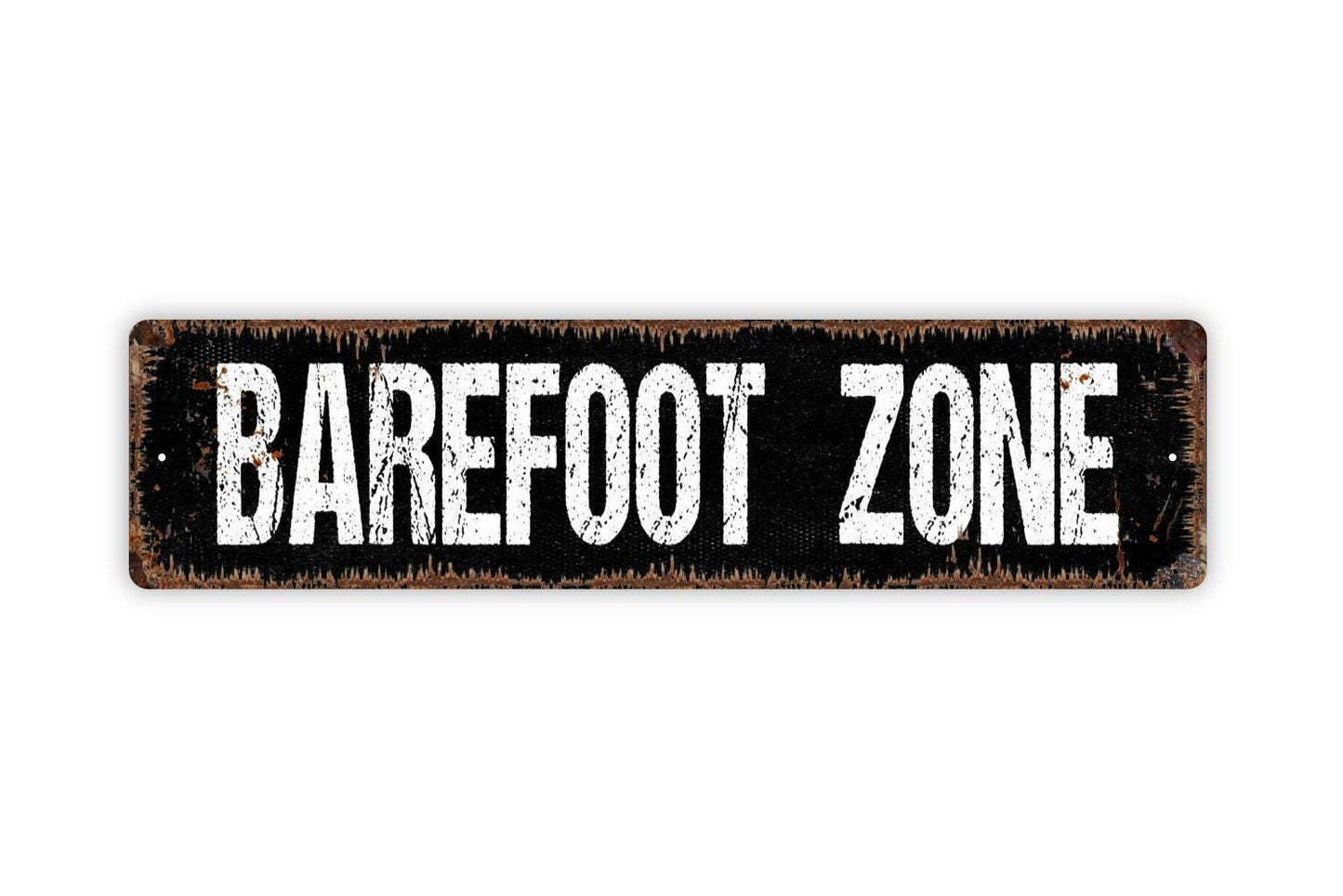 Barefoot Zone Sign | Fun Summer Wall Decor | Metal Sign or Vinyl Sticker for Pool, Beach House, Patio, or Backyard