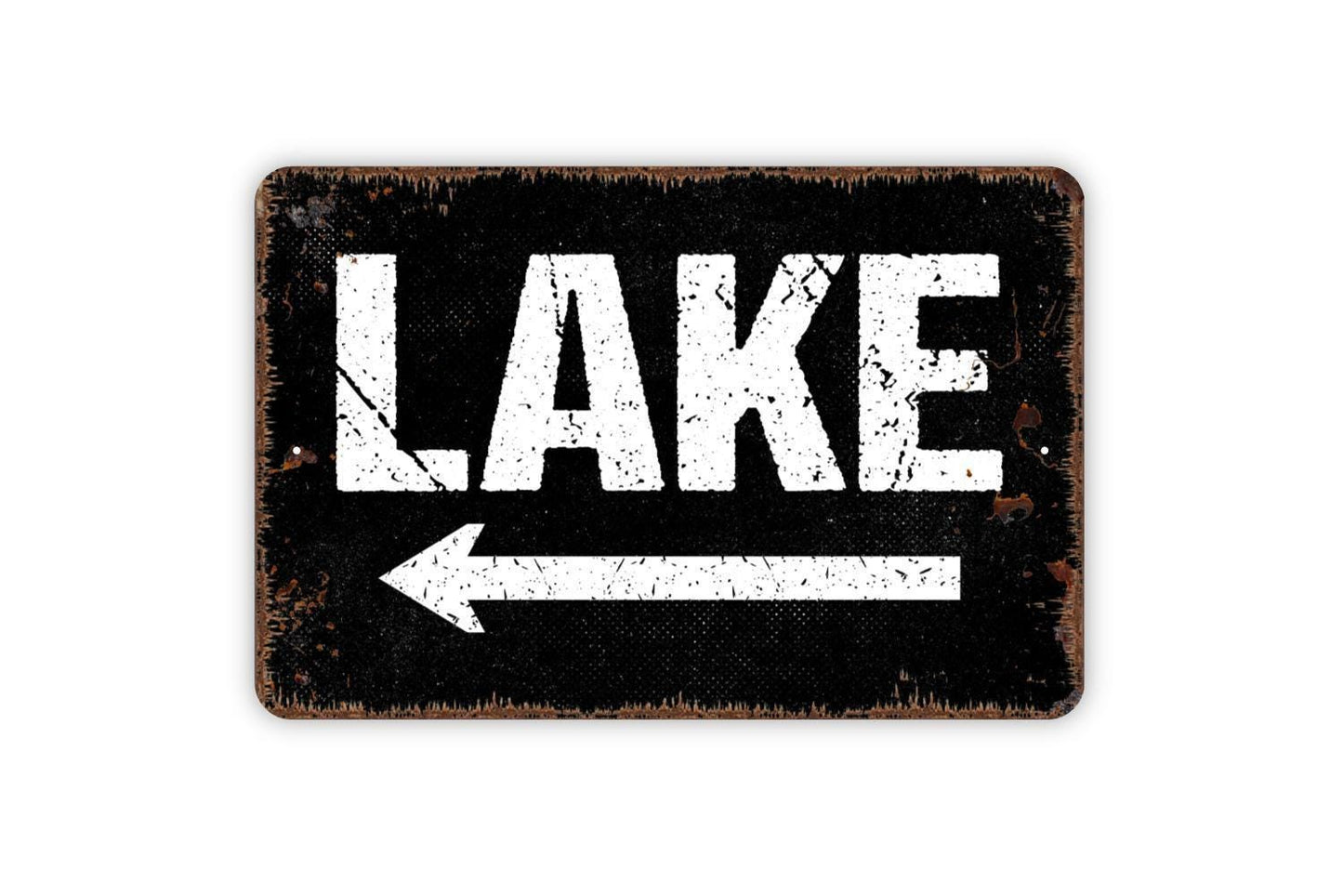 Lake Sign with Right or Left Arrow - Metal Wall Art - Indoor or Outdoor
