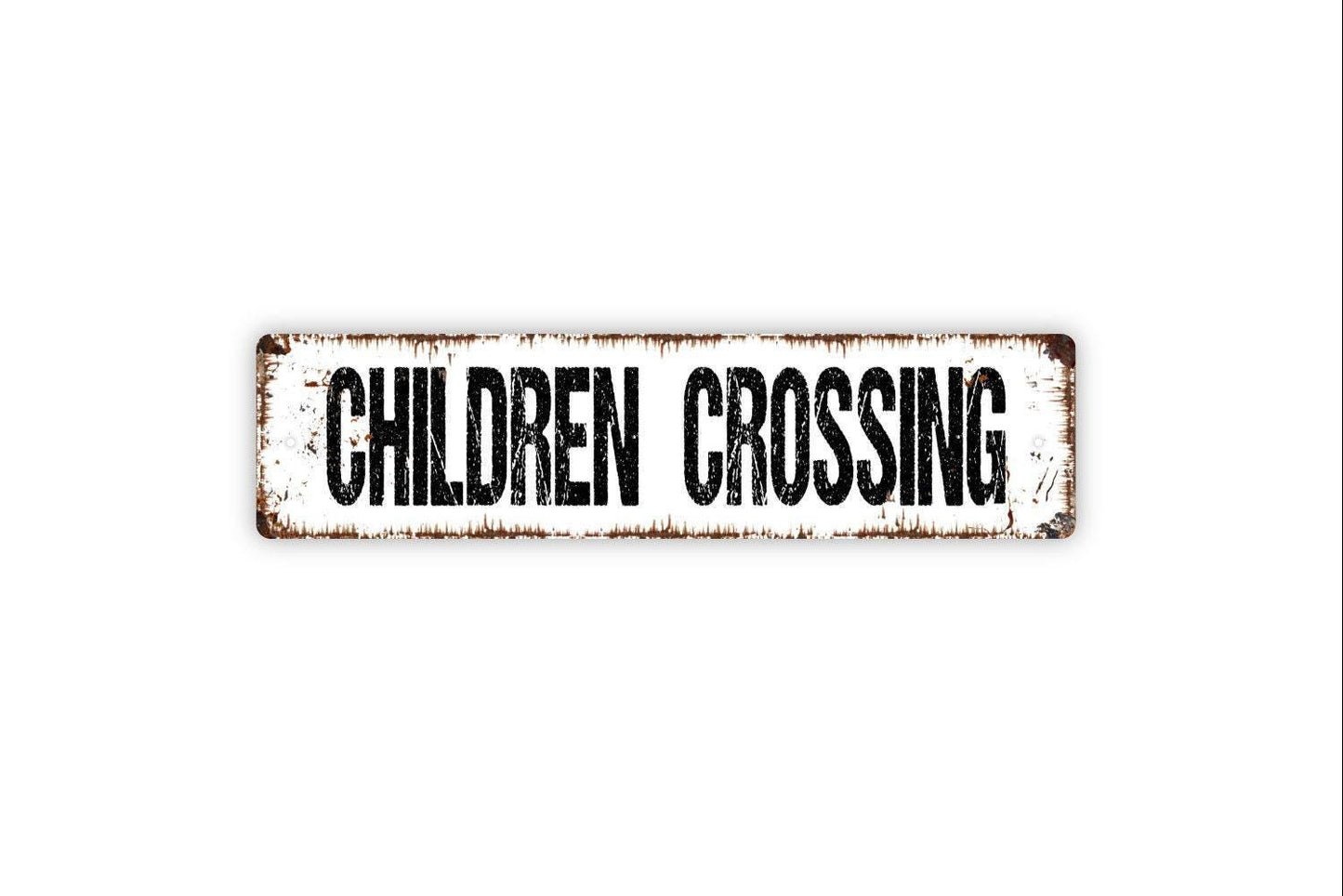Children Crossing Sign | Rustic Safety Wall Decor | Farmhouse Yard or Driveway Sign | Custom Metal Sign or Vinyl Sticker | Outdoor Warning