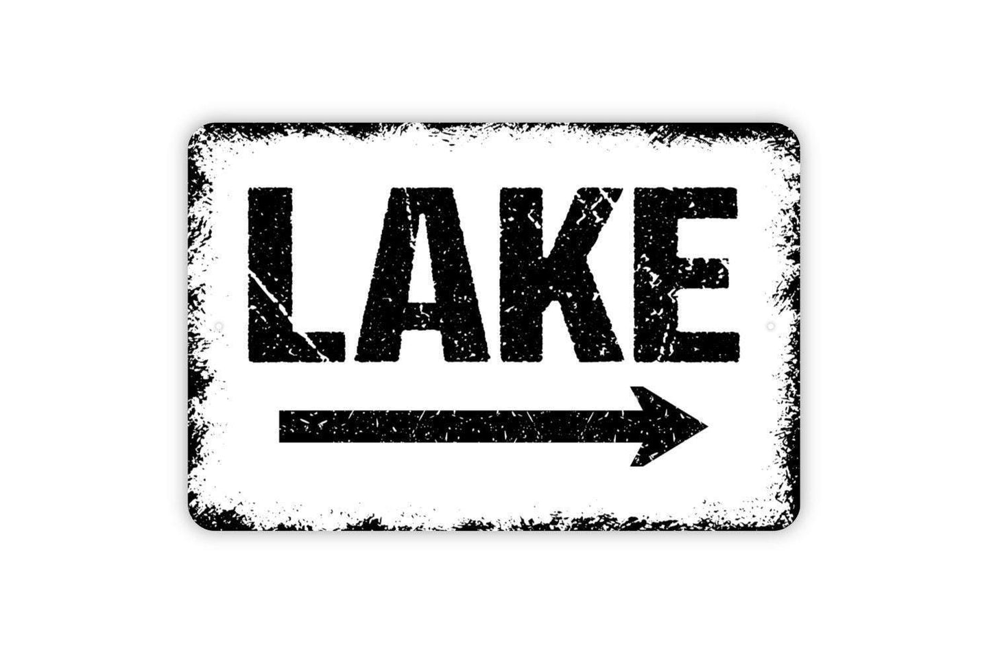 Lake Sign with Right or Left Arrow - Metal Wall Art - Indoor or Outdoor
