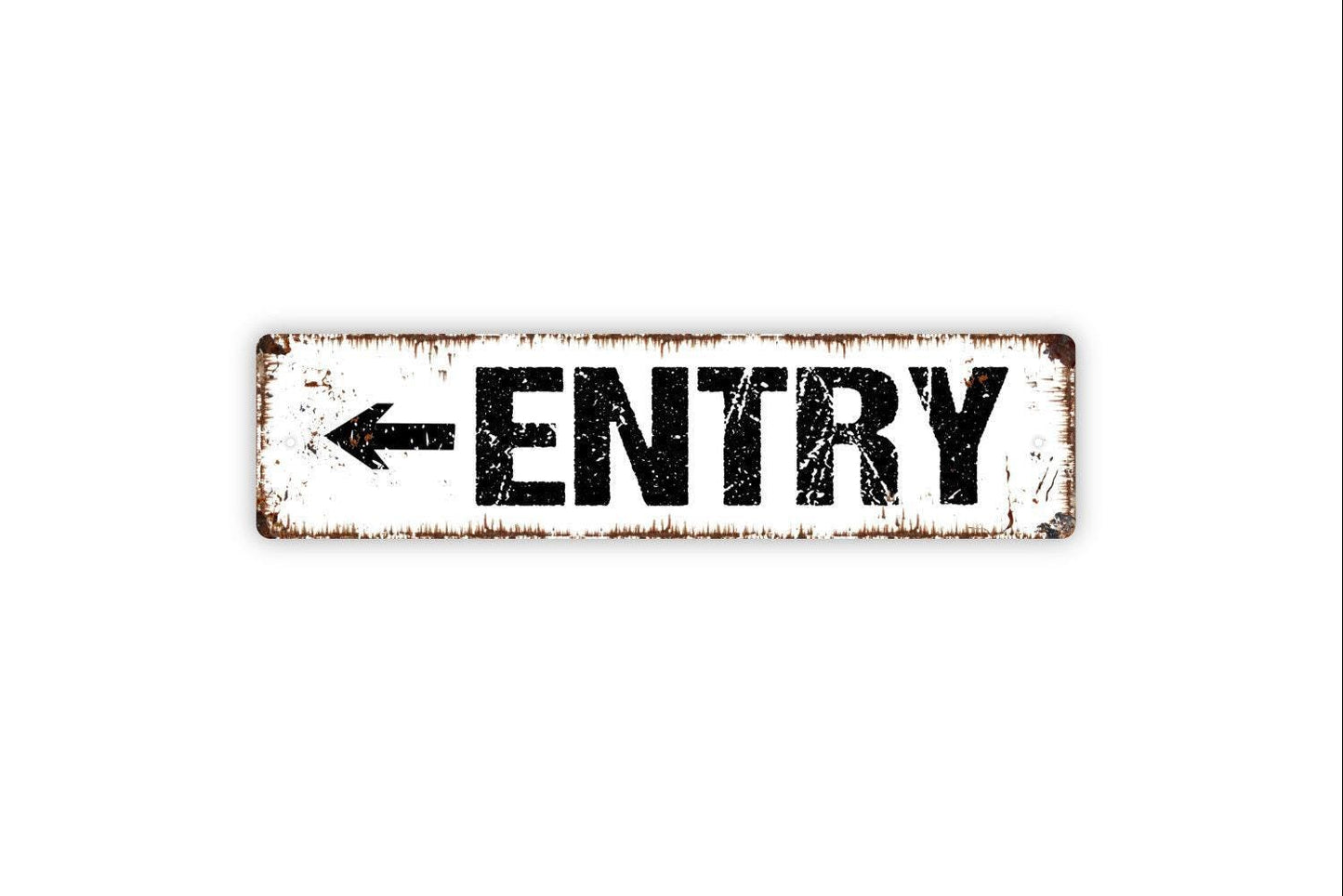 Entry With Arrow Sign | Directional Wall Decor | Metal Sign or Vinyl Sticker for Businesses, Events, Venues, or Property Entrances
