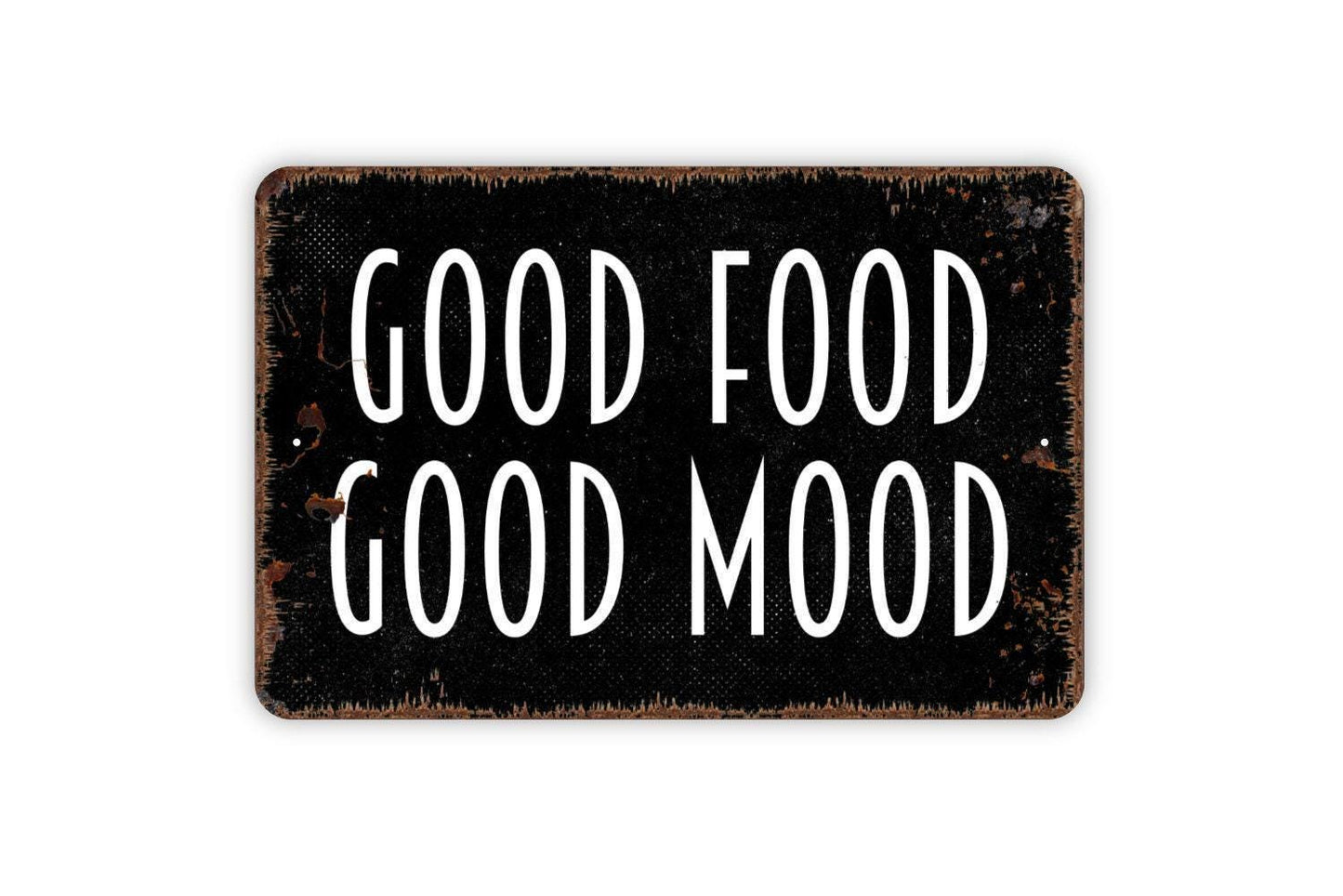 Good Food Good Mood Sign – Kitchen Wall Decor – Rustic Farmhouse Dining Room Sign – Inspirational Quote Art – Metal Sign or Vinyl Sticker