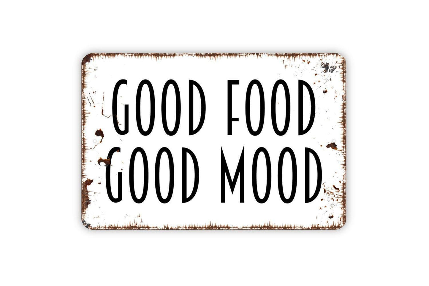 Good Food Good Mood Sign – Kitchen Wall Decor – Rustic Farmhouse Dining Room Sign – Inspirational Quote Art – Metal Sign or Vinyl Sticker