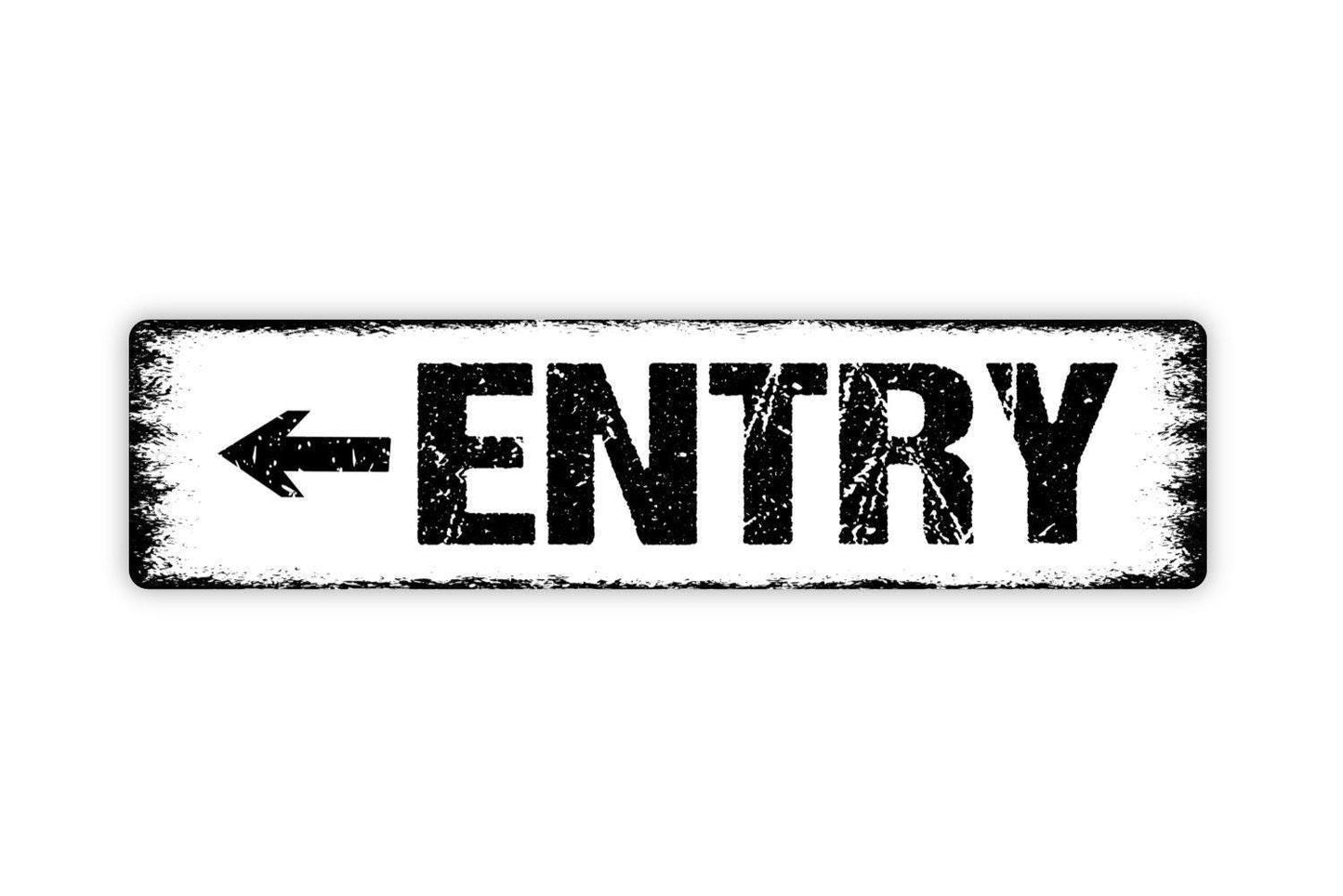 Entry With Arrow Sign | Directional Wall Decor | Metal Sign or Vinyl Sticker for Businesses, Events, Venues, or Property Entrances