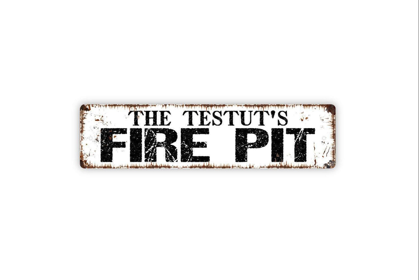 Personalized Fire Pit Sign - Campfire Camping Outdoor Kitchen Vinyl Sticker Or Street Metal Sign or Door Name Plate Plaque