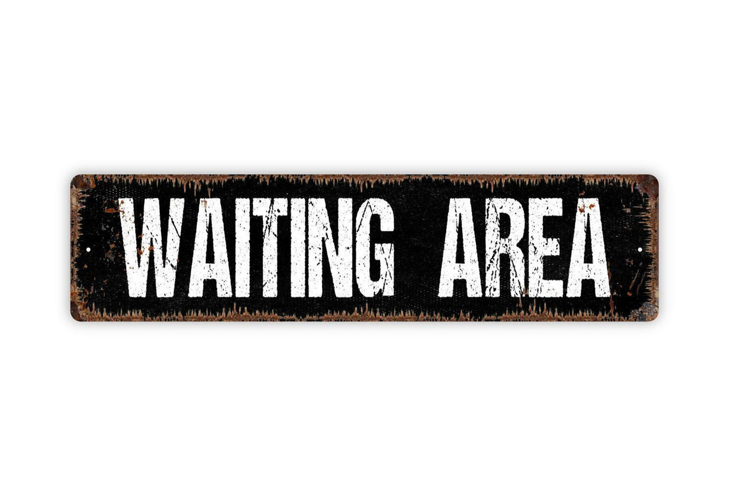 Waiting Area Sign | Business Wall Sign for Office, Lobby, Salon, or Clinic | Farmhouse Style Metal Sign or Vinyl Sticker Reception Décor