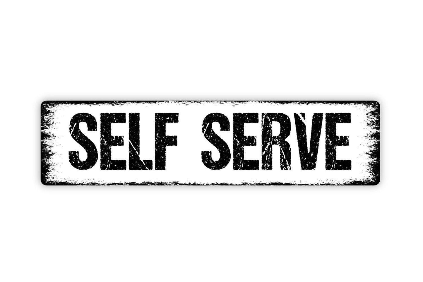 Self Serve Sign – Farmhouse Kitchen Dining Room Coffee Bar Wall Decor – Rustic Home Guest Room Food Service Sign – Metal Sign or Sticker