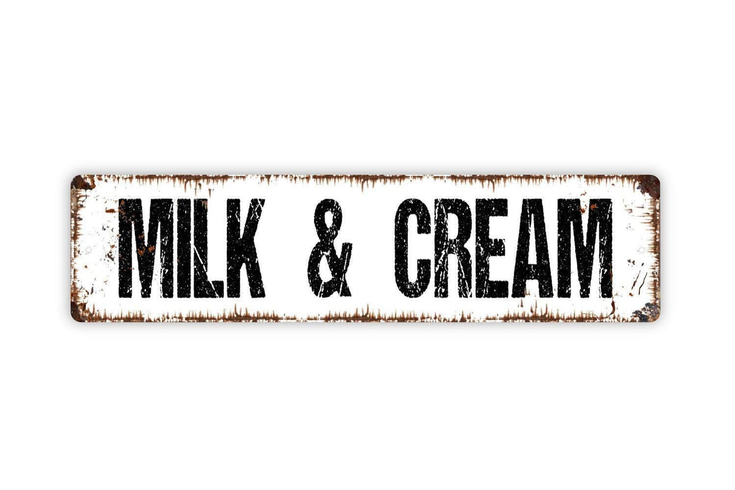 Milk and Cream Sign - Kitchen Dairy Cow Pantry Farmers Market Farm Fresh Vinyl Sticker Or Street Metal Sign or Door Name Plate Plaque