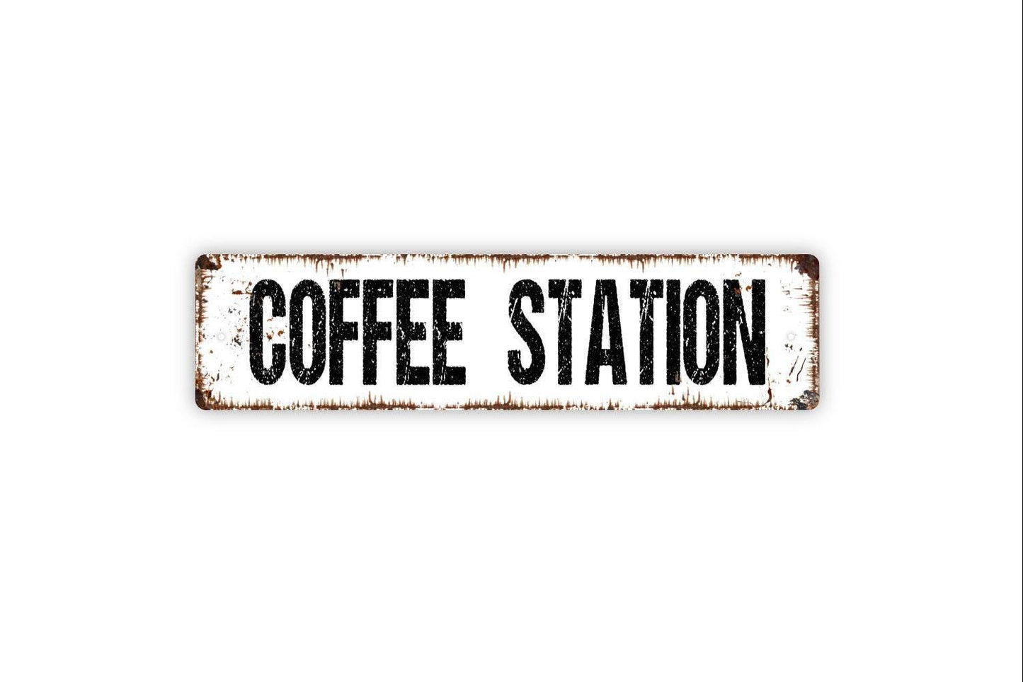 Coffee Station Sign – Coffee Bar Kitchen Wall Decor – Breakroom Cafe Shop Coffee Corner Sign – Office Coffee Area Metal Sign or Sticker
