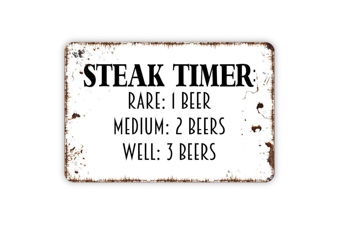 Steak Timer Grill Master Cheat Sheet Rare 1 Beer Sign - Funny Kitchen Wall Art