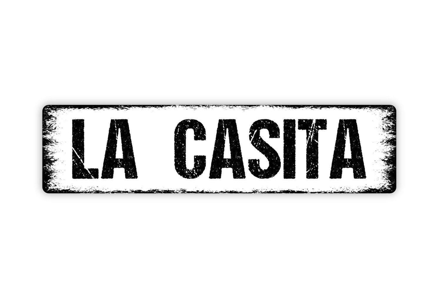 La Casita Sign - Welcome To Our House Pantry Kitchen Vinyl Sticker Or Metal Street Sign or Door Name Plate Plaque