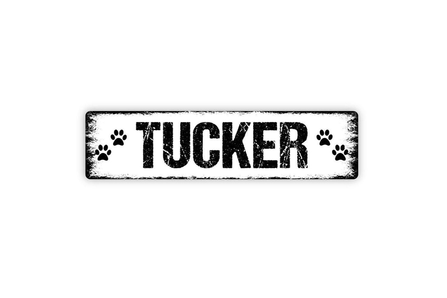 Custom Pet Name Sign with Paw Prints | Personalized Dog or Cat Wall Decor | Metal Sign or Vinyl Sticker for Pets, Home, or Gifts