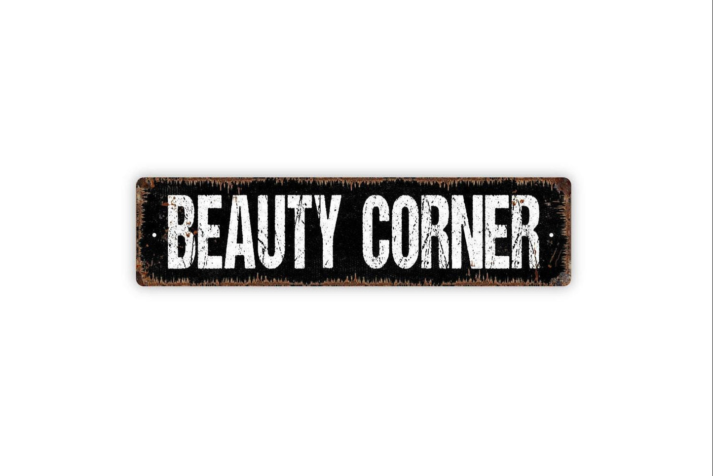 Beauty Corner Sign - Powder Room Makeup Hair Salon Vinyl Sticker Or Street Metal Sign or Door Name Plate Plaque