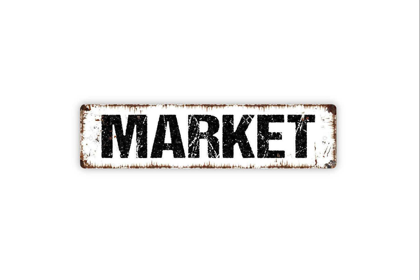 Market Sign – Rustic Farmhouse Kitchen Dining Room Wall Decor – Farmers Market Garden Produce Barn Sign – Metal Sign or Sticker
