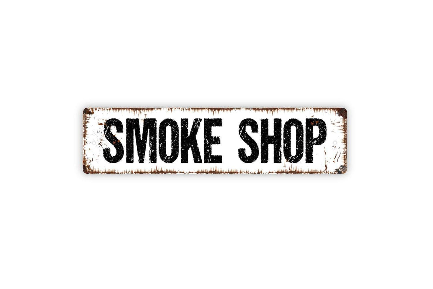 Smoke Shop Sign - Smoking Cigarette Cigar Lounge Smokehouse Pit Shack Grill Vinyl Sticker Or Street Metal Sign or Door Name Plate Plaque