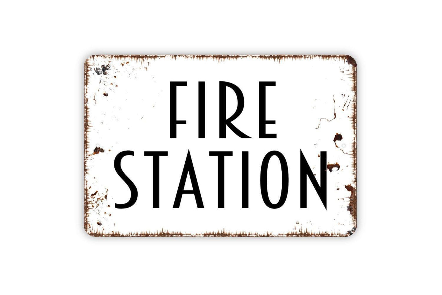 Fire Station Sign, Metal Sign, Farmhouse Contemporary Modern Wall Metal Sign