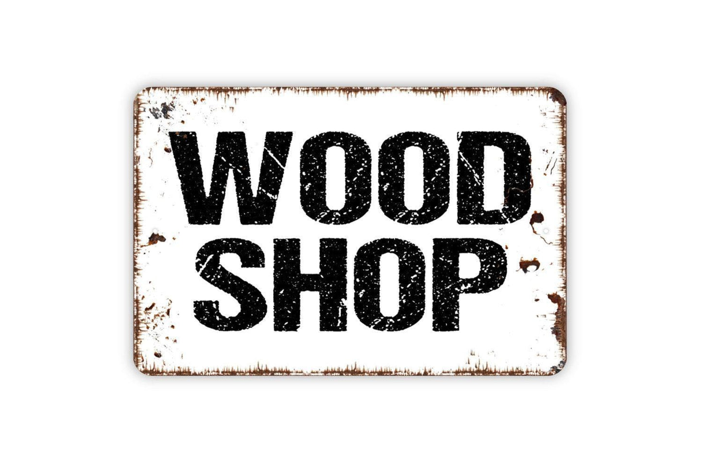 Wood Shop Sign | Rustic Workshop Wall Decor | Carpenter or Garage Wall Art | Custom Metal Sign or Vinyl Sticker | DIY Craft Room Sign