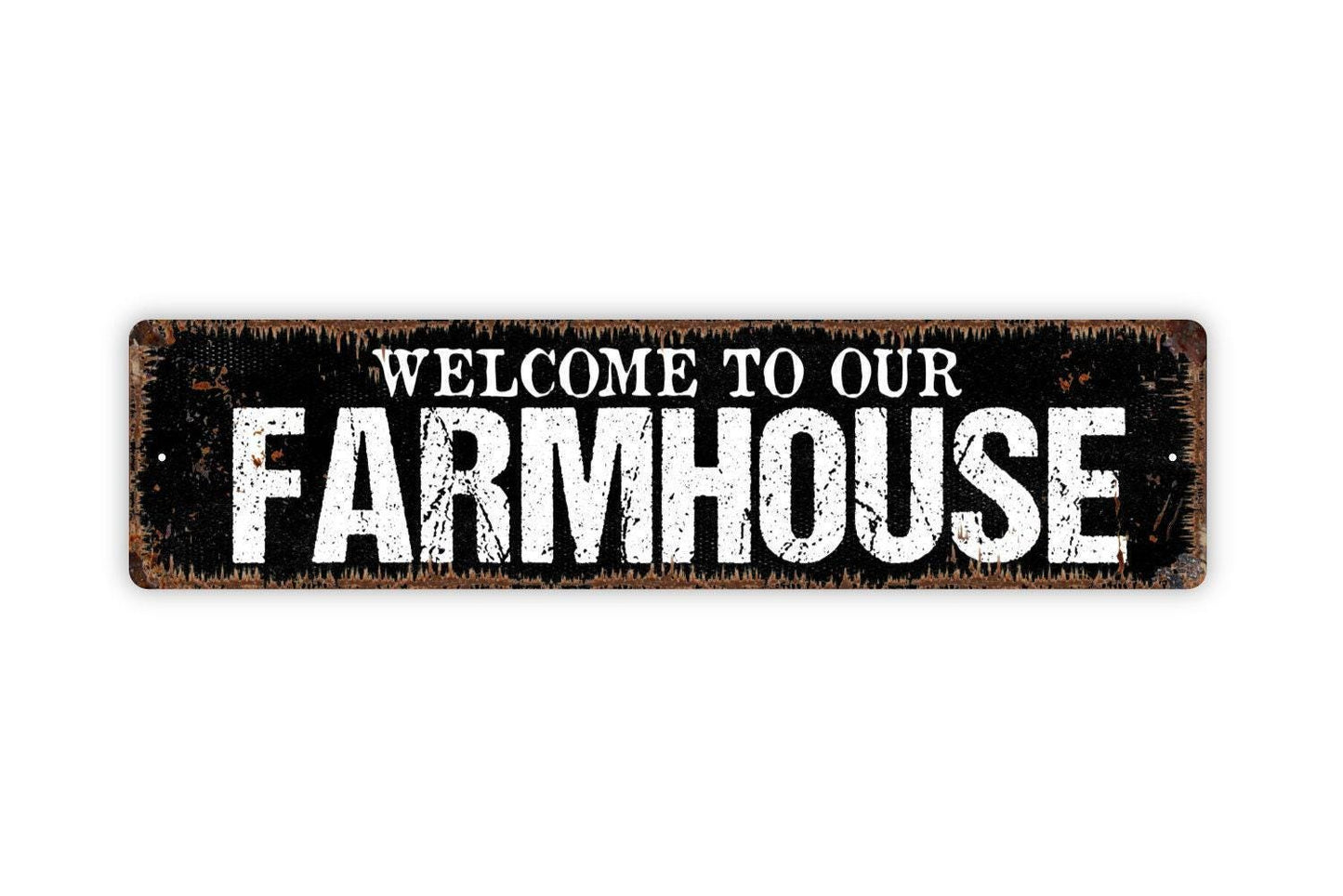 Welcome To Our Farmhouse Sign Rustic Country Wall Decor | Farmhouse Kitchen or Entryway Sign | Metal Sign or Vinyl Sticker