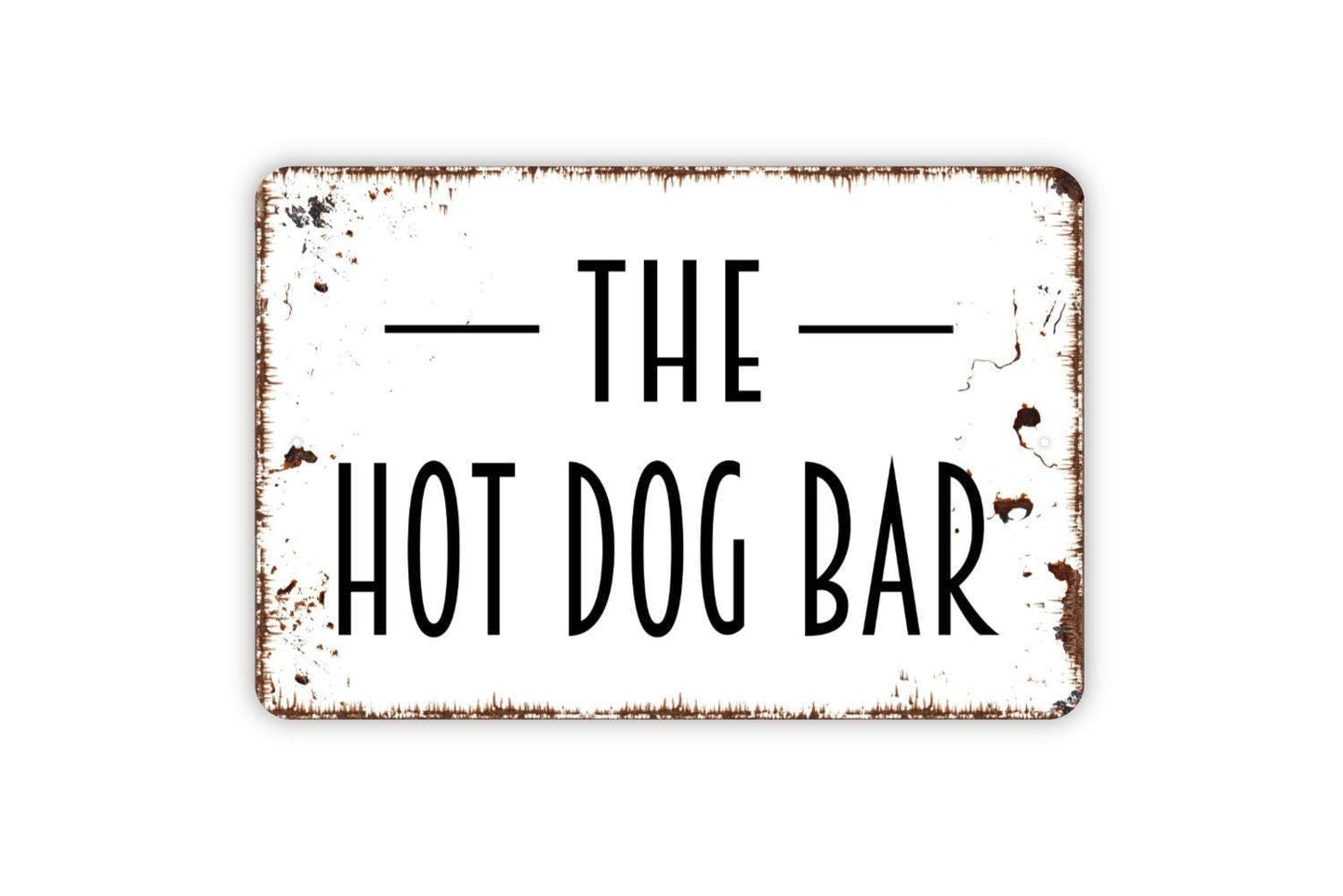 The Hot Dog Bar Sign | Funny Party Picnic BBQ Wall Decor | Metal Sign or Vinyl Sticker for Kitchen Food Truck Restaurant