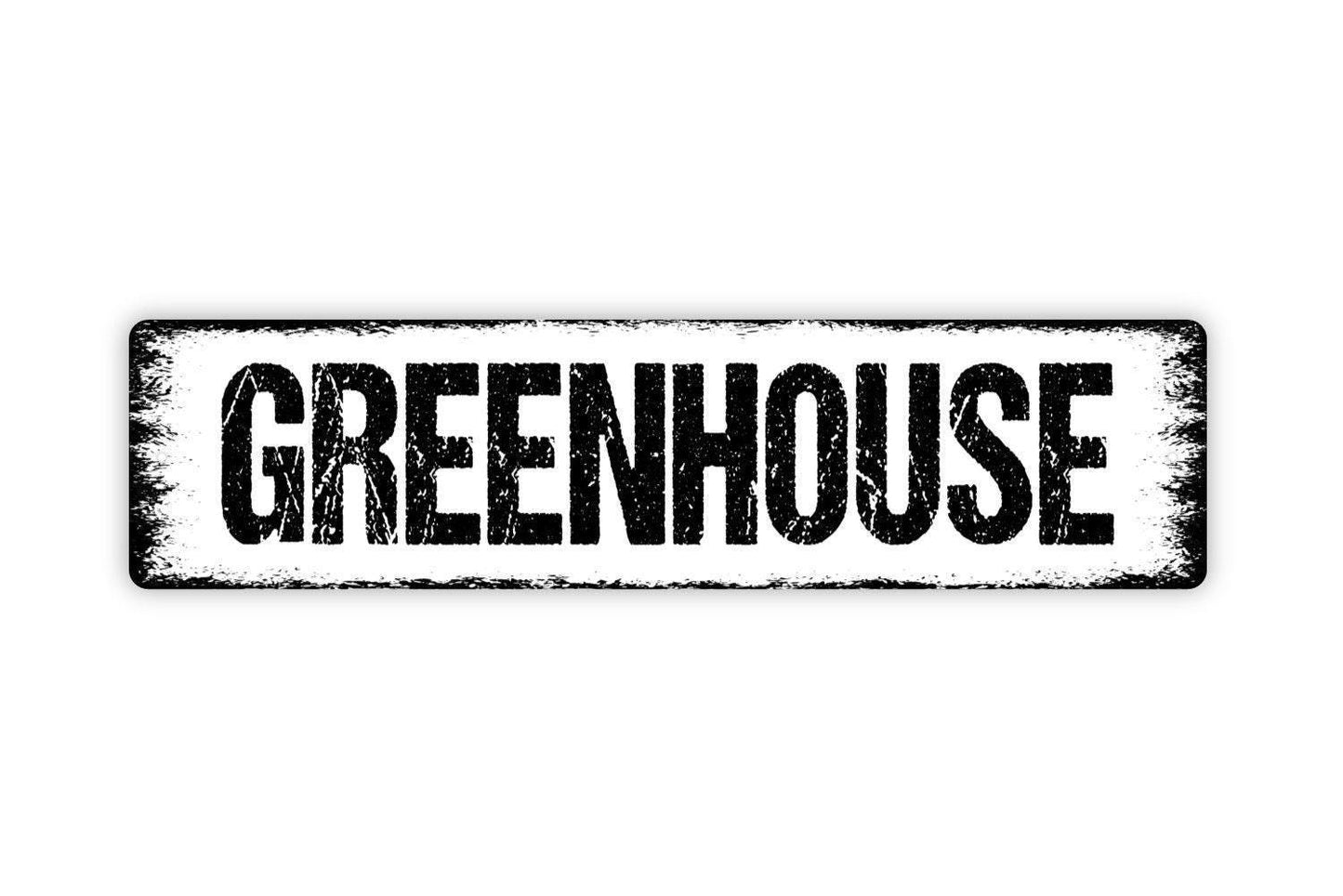 Greenhouse Sign - Garden Gardener Flowers Plants Vegetables Fresh Produce Farmers Market Rustic Street Metal Sign or Door Name Plate Plaque