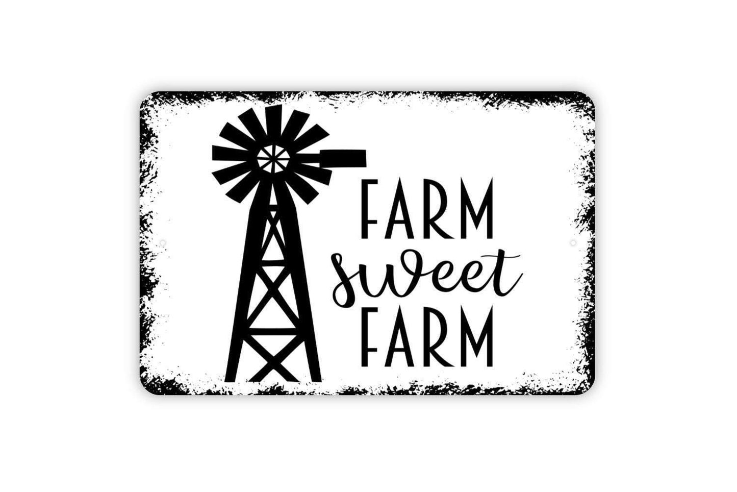 Farm Sweet Farm With Windmill Sign - Farmhouse Metal Wall Art - Indoor or Outdoor