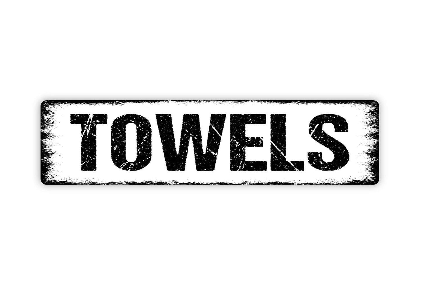 Towels Sign - Swimming Pool Shower Bathroom Beach Vinyl Sticker Or Metal Street Sign or Door Name Plate Plaque