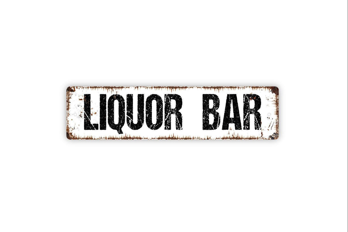 Liquor Bar Sign - Pub Tavern Man Cave Distillery Whiskey Gin Stiff Drinks Vinyl Sticker Or Street Metal Sign or Door Name Plate Plaque