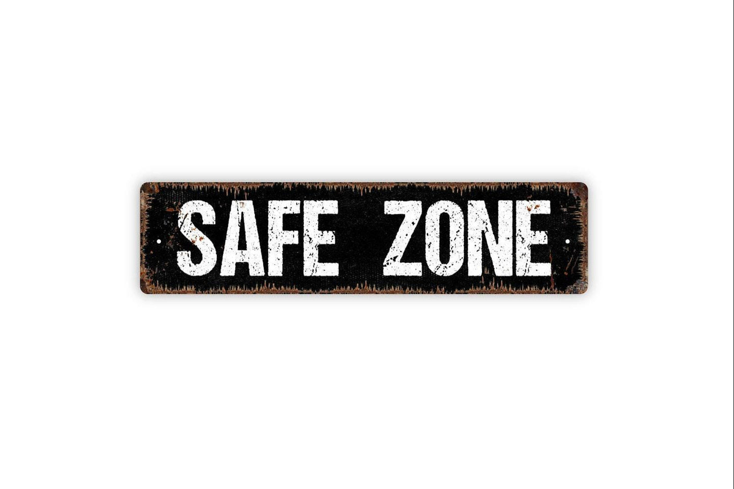 Safe Zone Sign - Relax Zen Safety Vinyl Sticker Or Street Metal Sign or Door Name Plate Plaque