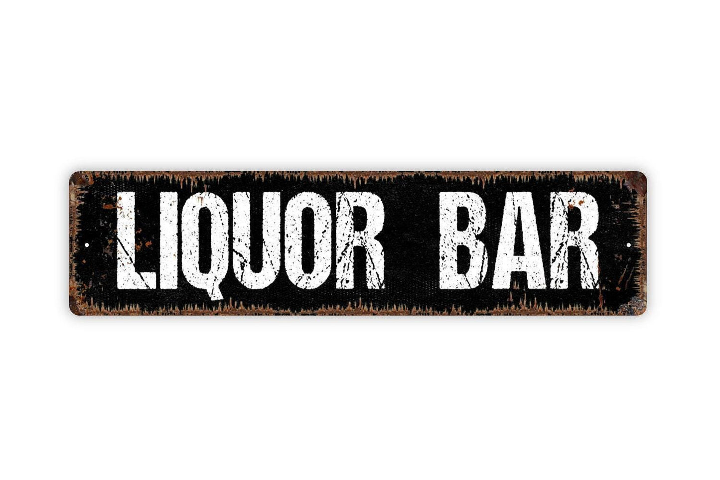 Liquor Bar Sign - Pub Tavern Man Cave Distillery Whiskey Gin Stiff Drinks Vinyl Sticker Or Street Metal Sign or Door Name Plate Plaque